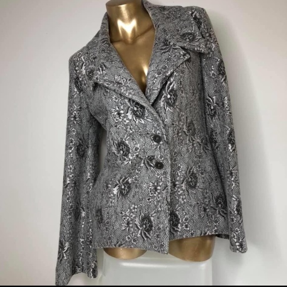 Lucia’s Sarto Grey Lace Winter Jacket Pockets blazer coat - Picture 2 of 10